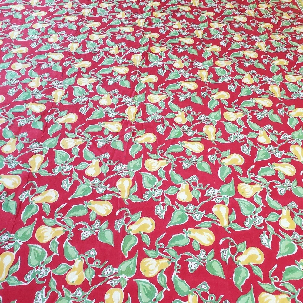 Pomegranate Tablecloth 100% Cotton Red With Yellow Pears‎ 60x90 & Napkin (1)